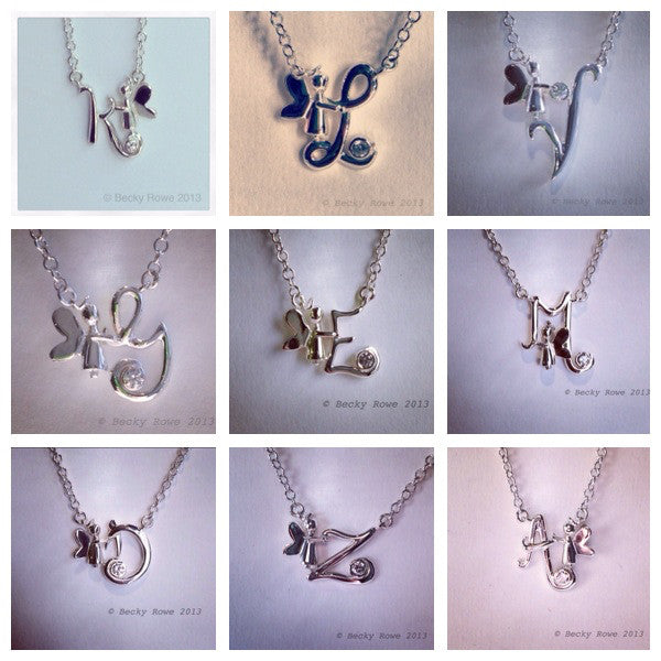 Angel Initial Pendants