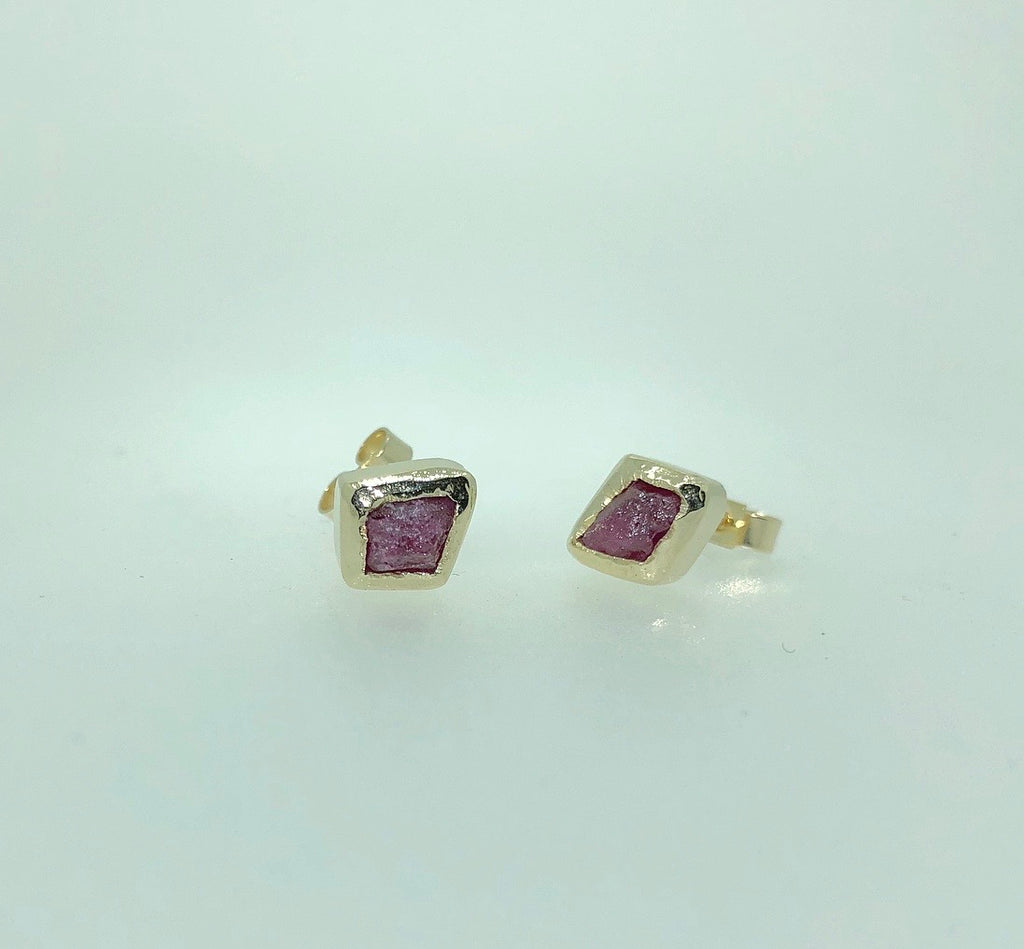 Rough Ruby Studs