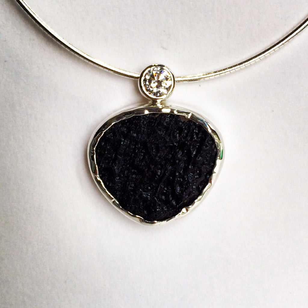 Lava Stone and Cubic Zirconia Pendant