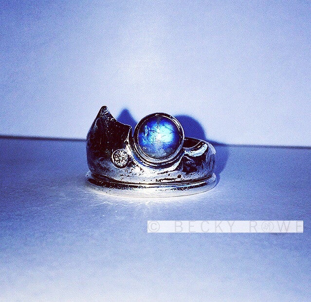 Moonstone and Diamond Ring