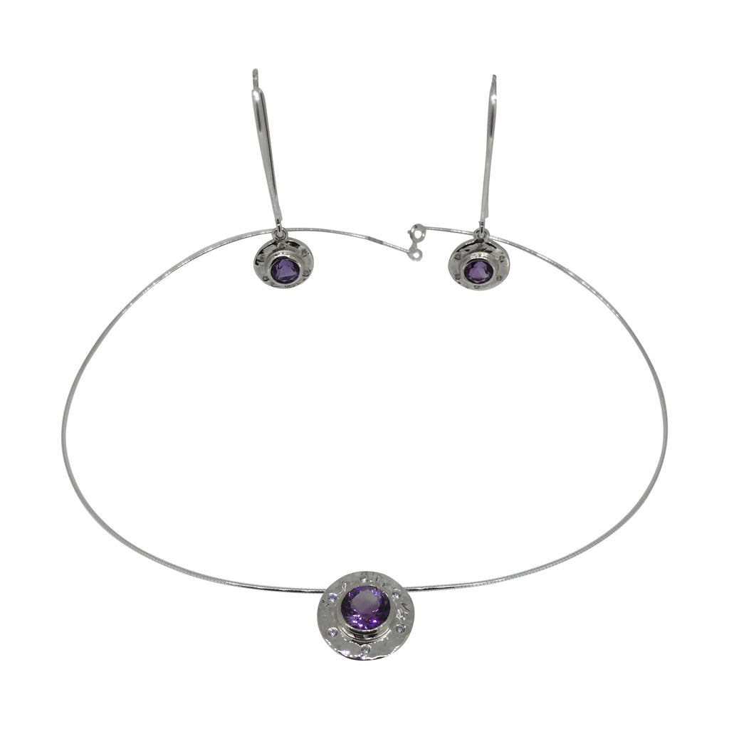 Amethyst Pendant and Earring Set