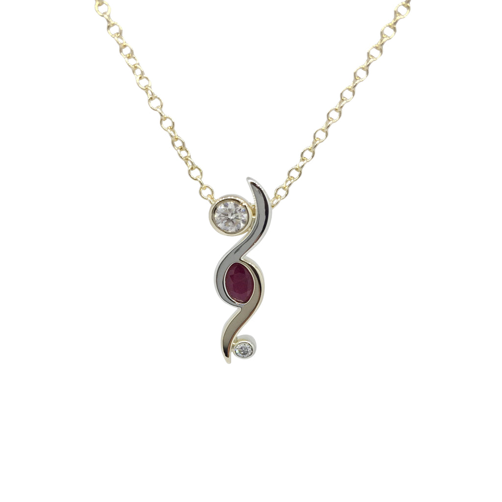 Ruby & Diamond Wave Pendant