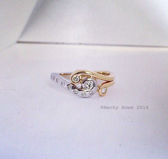 Gold and Diamond Wave Ring