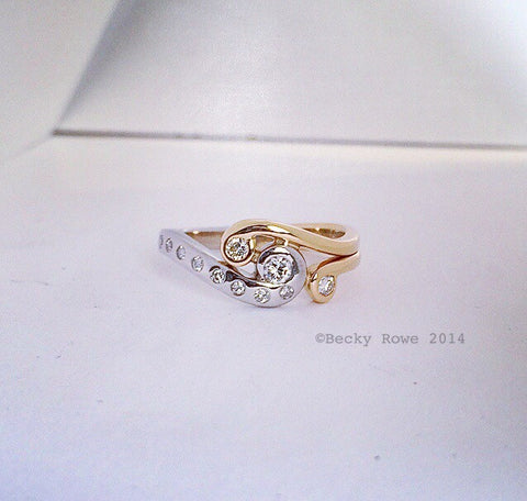 Gold and Diamond Wave Ring