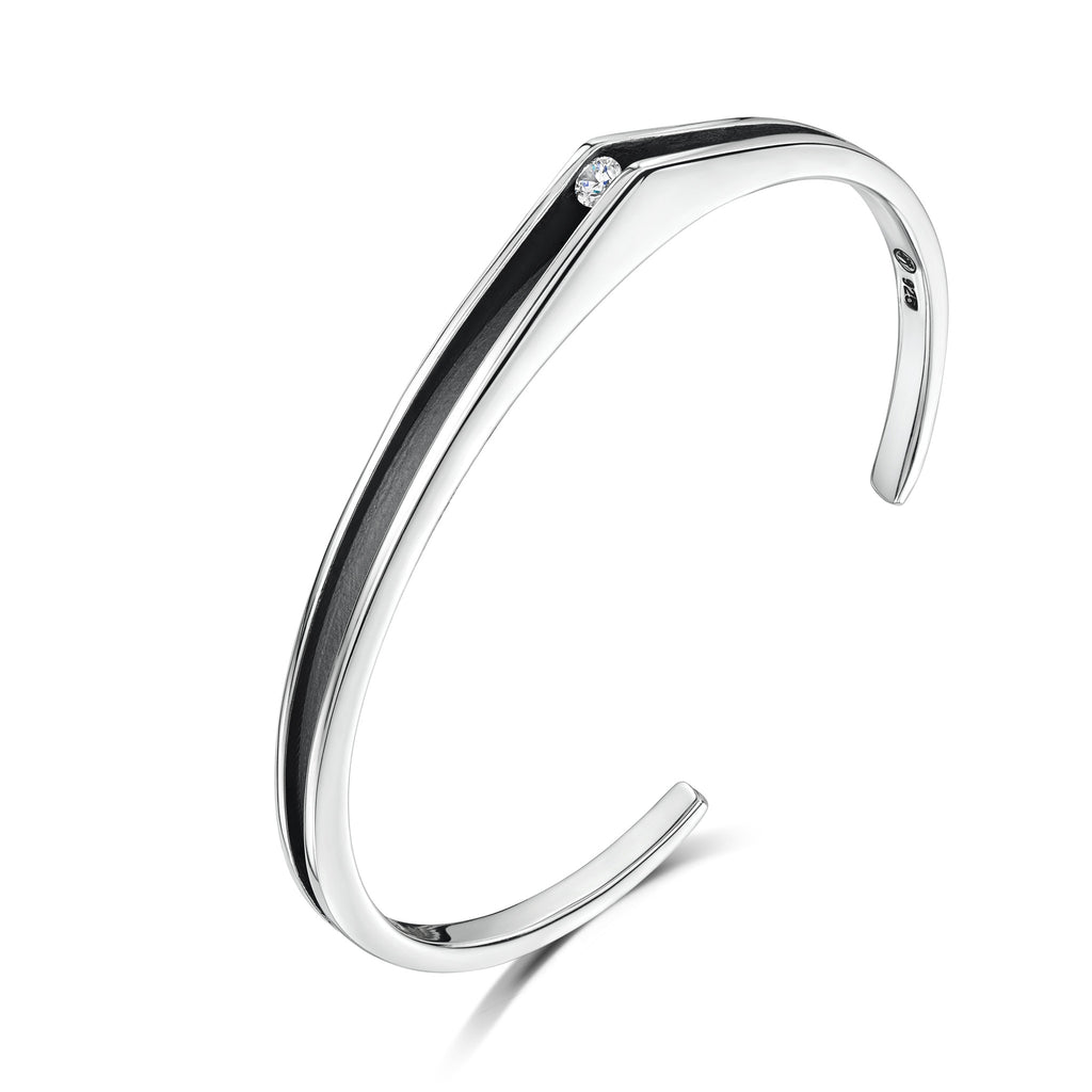 Sleek Silver Contrasts Bangle (Small R1 Bangle)