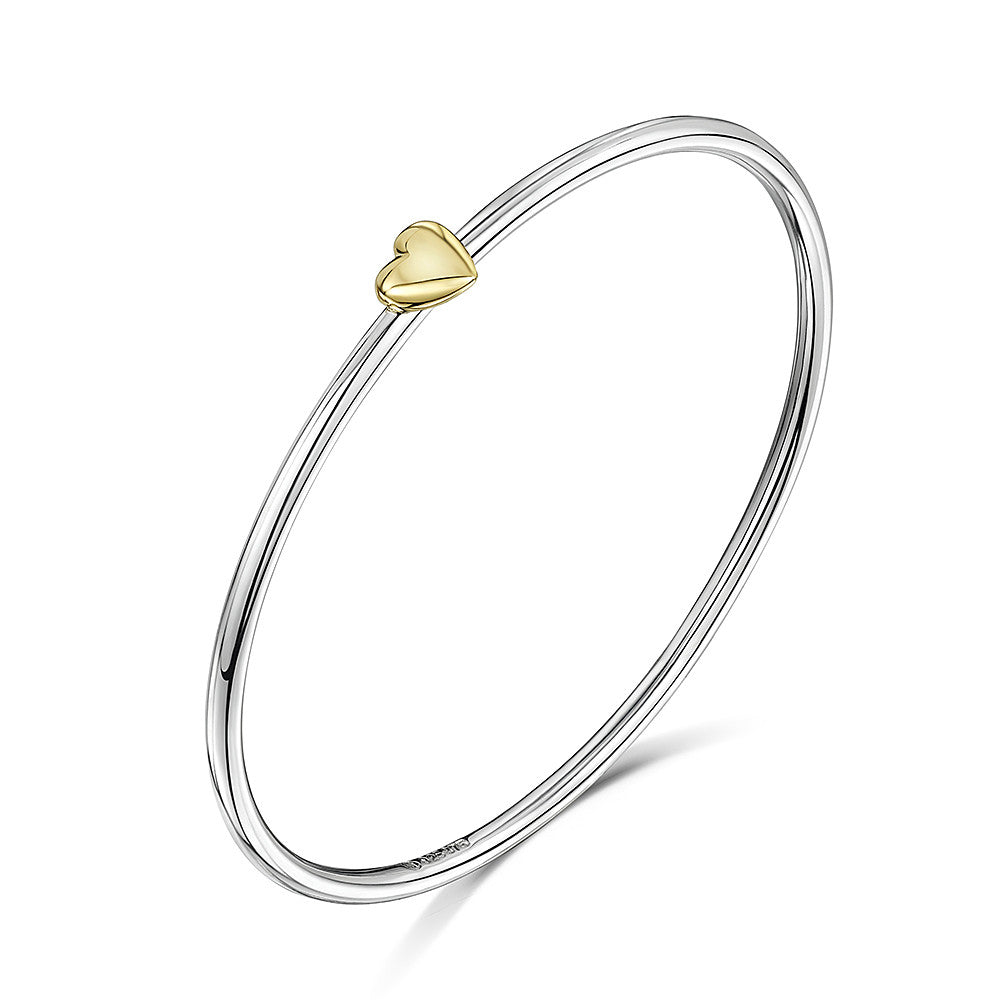 Smooth bangle with heart charm