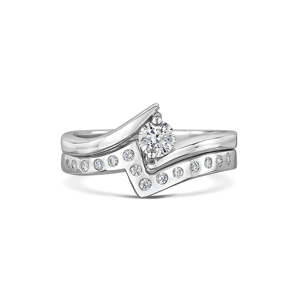 Point-to-Point Engagement & Wedding Ring Set