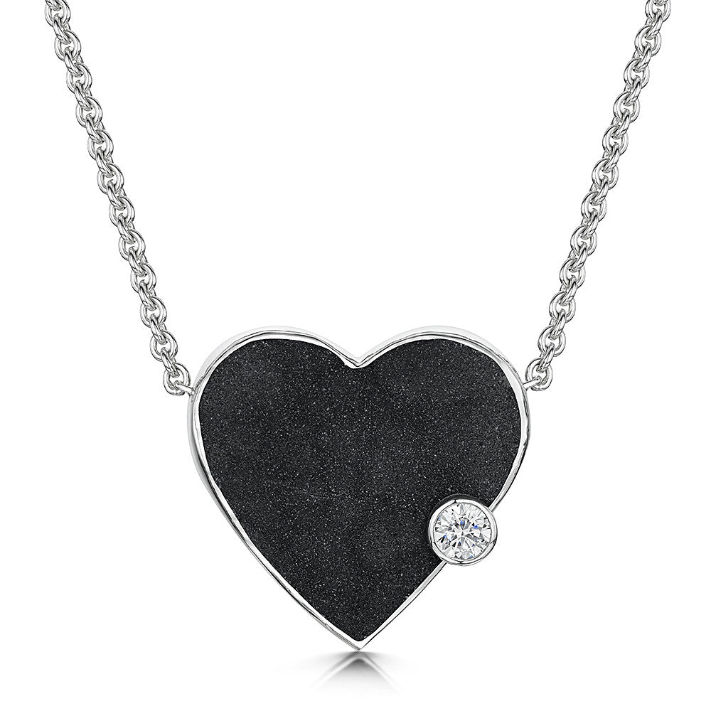 Druzy Heart Necklace with Cubic Zirconia