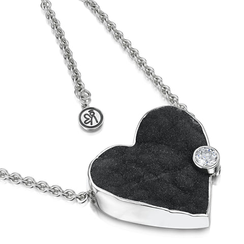 Druzy Heart Necklace with Cubic Zirconia