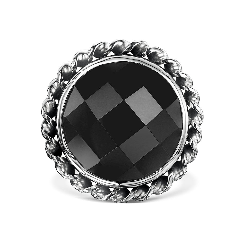 Checker Cut Flat Twist Ring