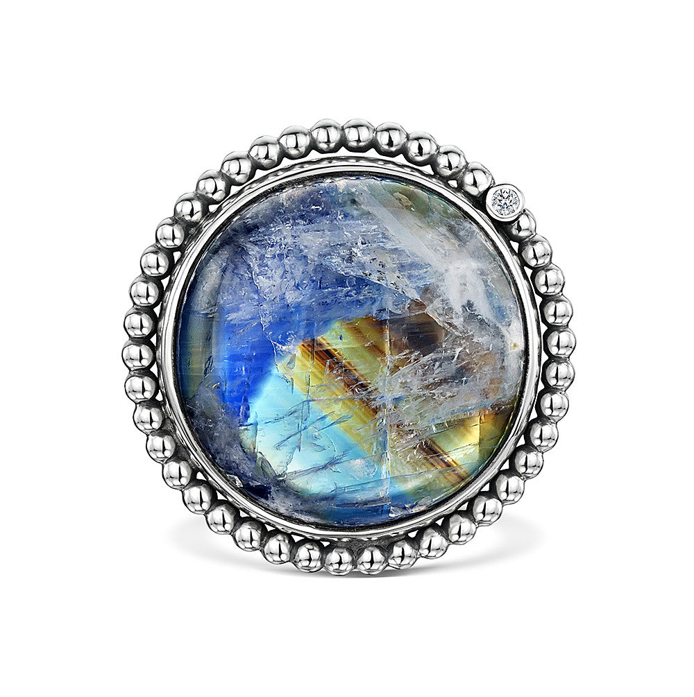 Moonstone with ball & diamond halo