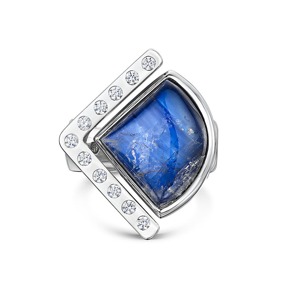 Moonstone & CZ Split Ring