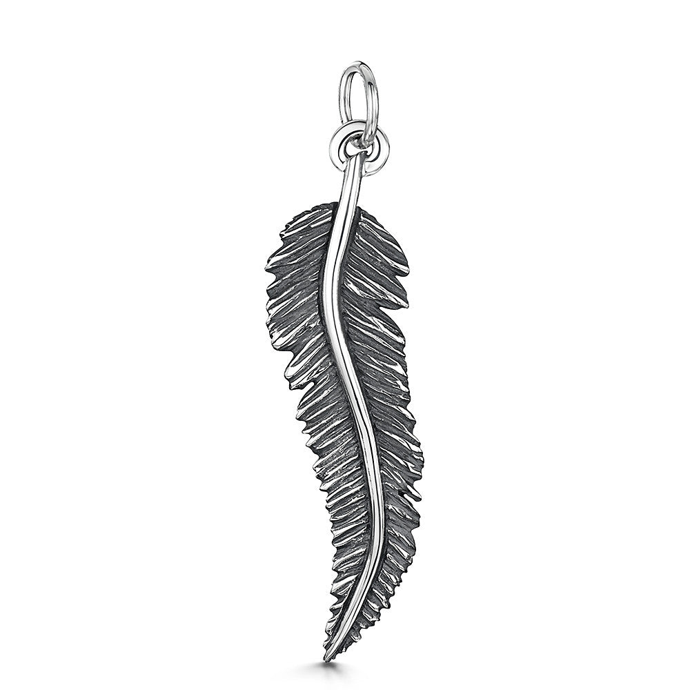 Large Silver Feather Pendant