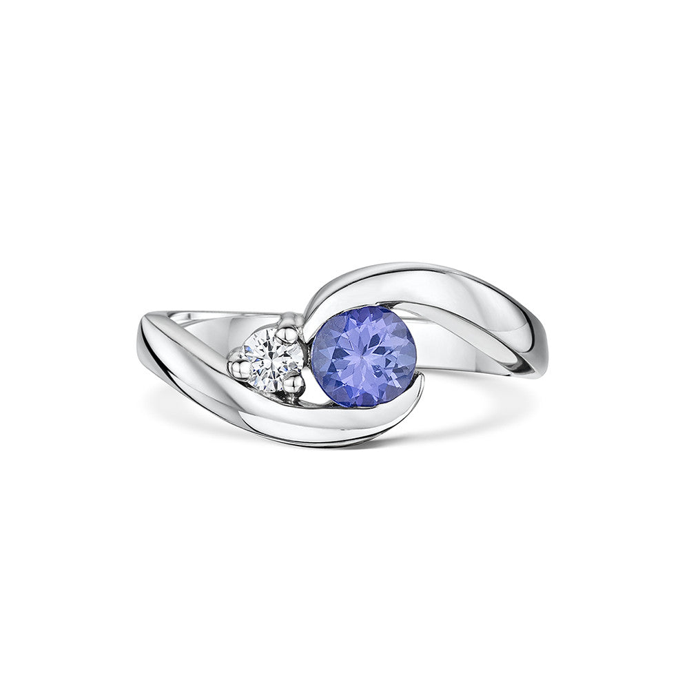 'You Complete Me' Tanzanite and Diamond Engagement and Wedding Ring Set