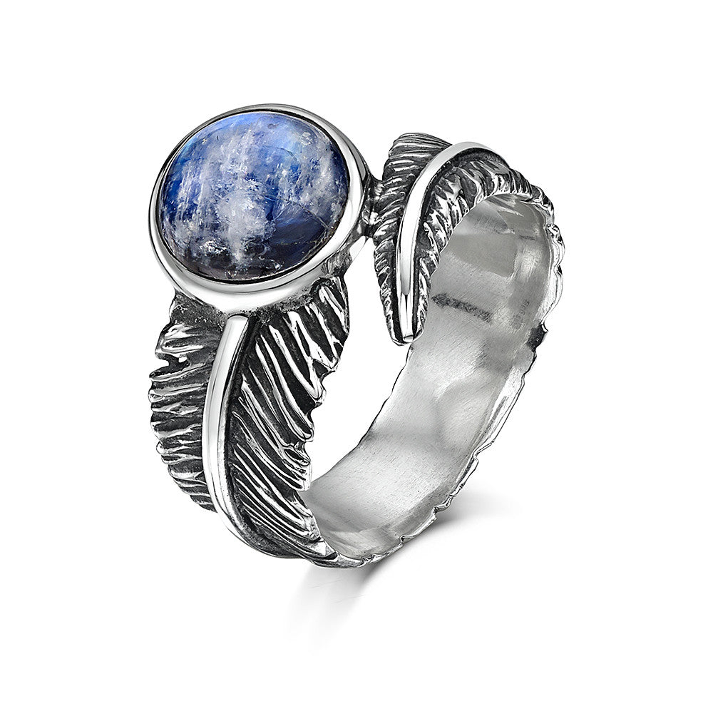 Moonstone Feather Silver Ring