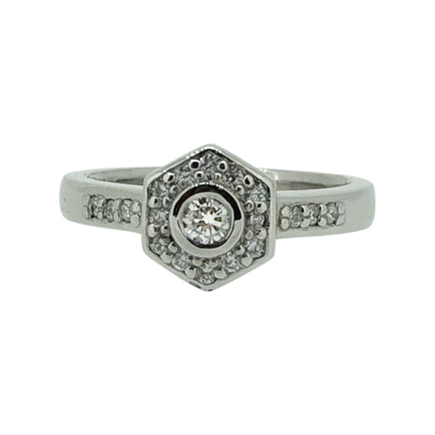 Palladium Hexagonal Engagement Ring