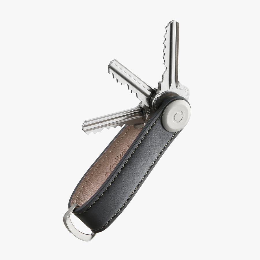Key Oganiser Leather - Charcoal with Grey Stitching
