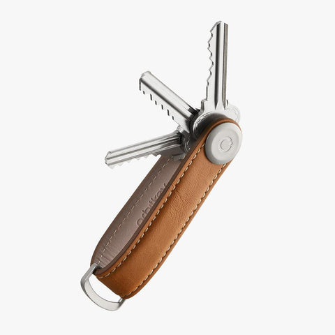 Key Oganiser Leather - Tan with White Stitching