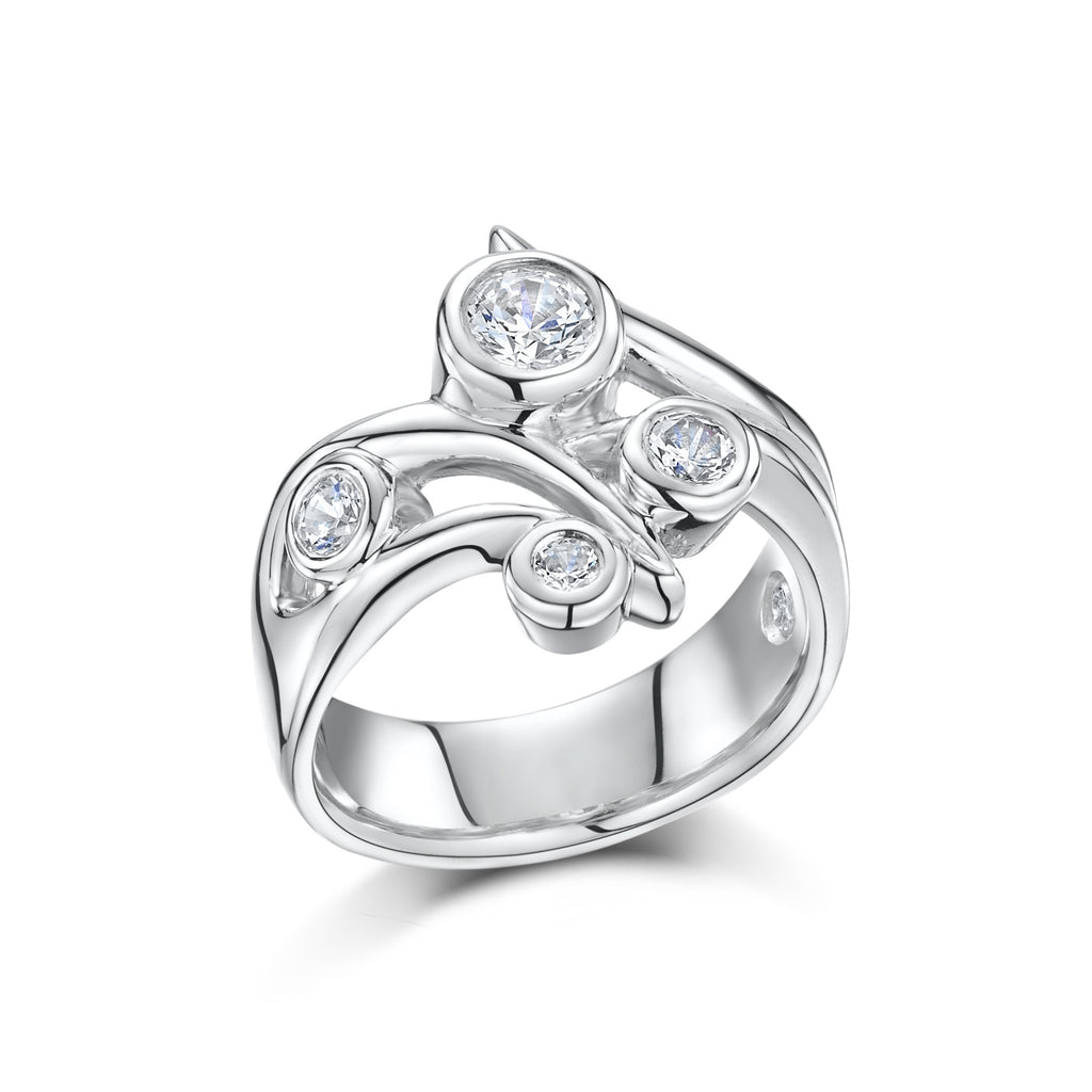 Chunky Sterling Silver Multi-Zirconia Ring (R41)