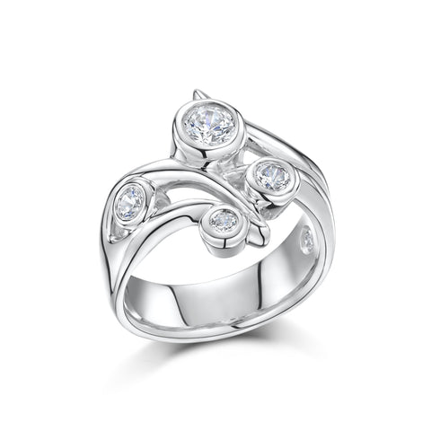 Chunky Sterling Silver Multi-Zirconia Ring (R41)