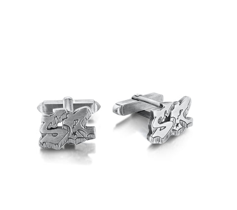 Silver Initial Cuff Links
