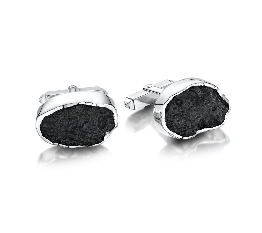 Silver & Obsidian Cuff Links