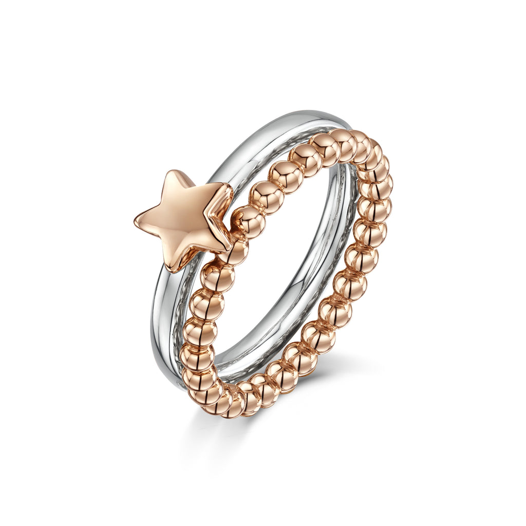 Tiny Star Charm on Silver Ring