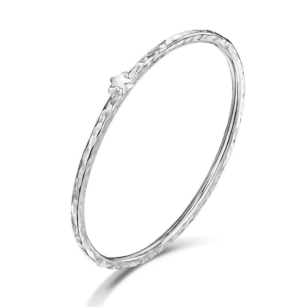 3mm Beaten Bangle with Tiny Star