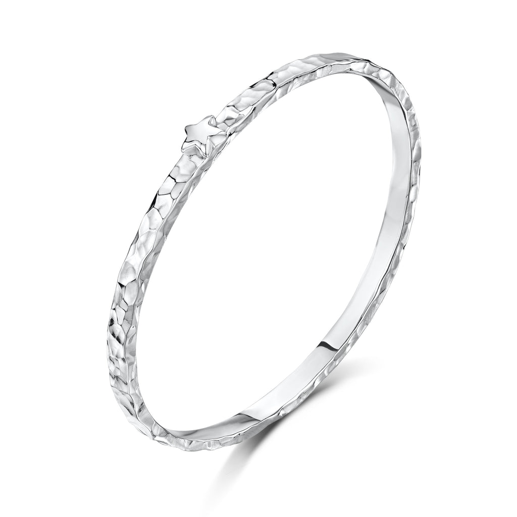 5mm Beaten Bangle with Tiny Star