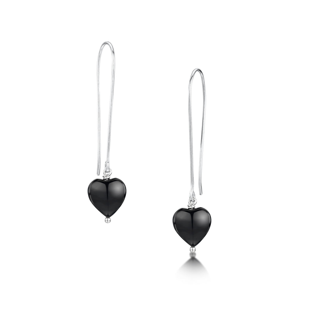 Black Onyx Heart Earrings