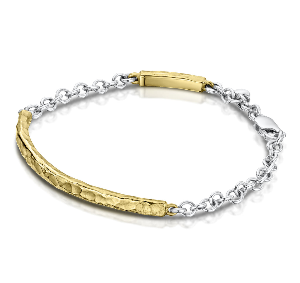 Beaten Bangle & Chain Bracelet