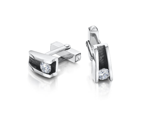 Contrast Silver Cufflinks (R1 links)