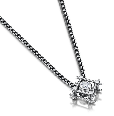 Sterling Silver Boxed Diamond Pendant
